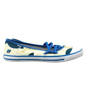 Skechers Women's Size 7 Skimmer Natural Blue Closed Toe Slip On Flats 36629
